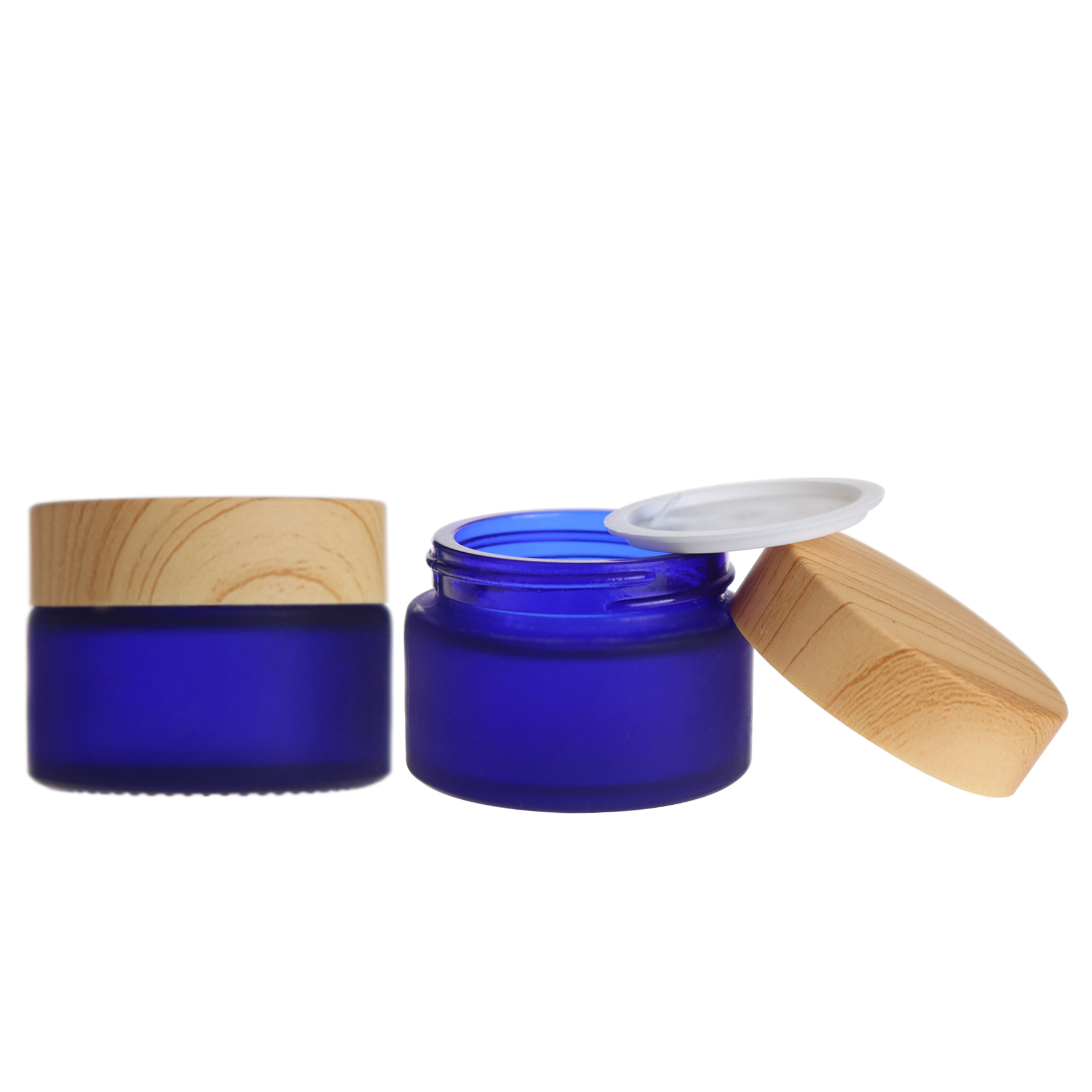 1oz 30g blue frosted empty fancy small glass jars with lids for cosmetic cream