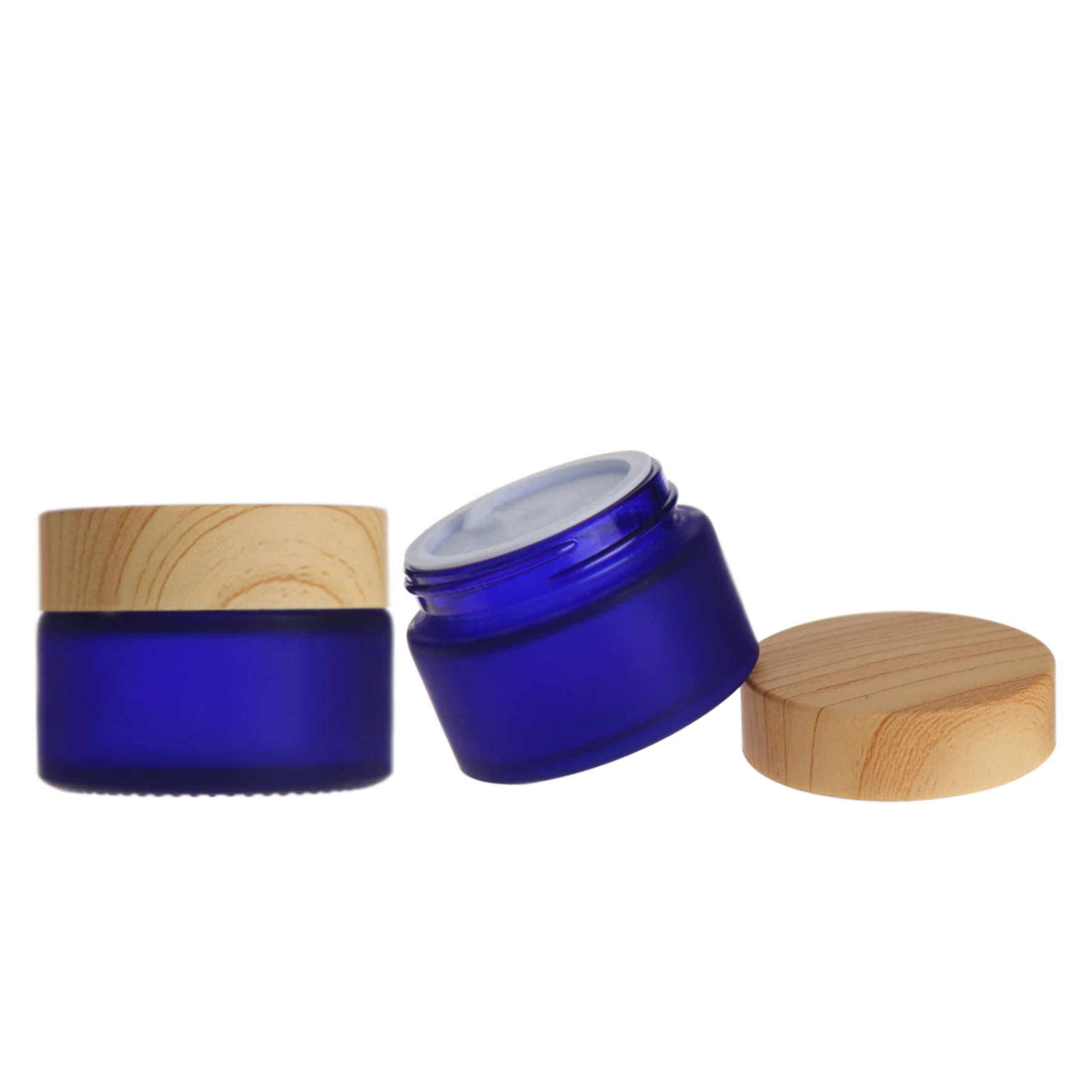 1oz 30g blue frosted empty fancy small glass jars with lids for cosmetic cream