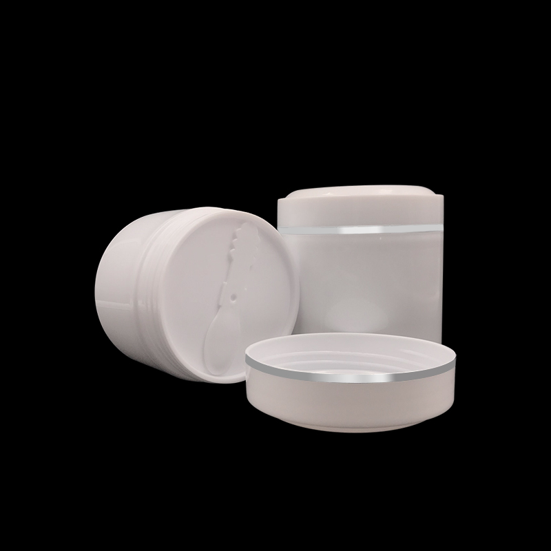 1oz 30ml 50ml 100ml 150ml Empty refillable thick white plastic cosmetic jar double wall cream jars with sliver line