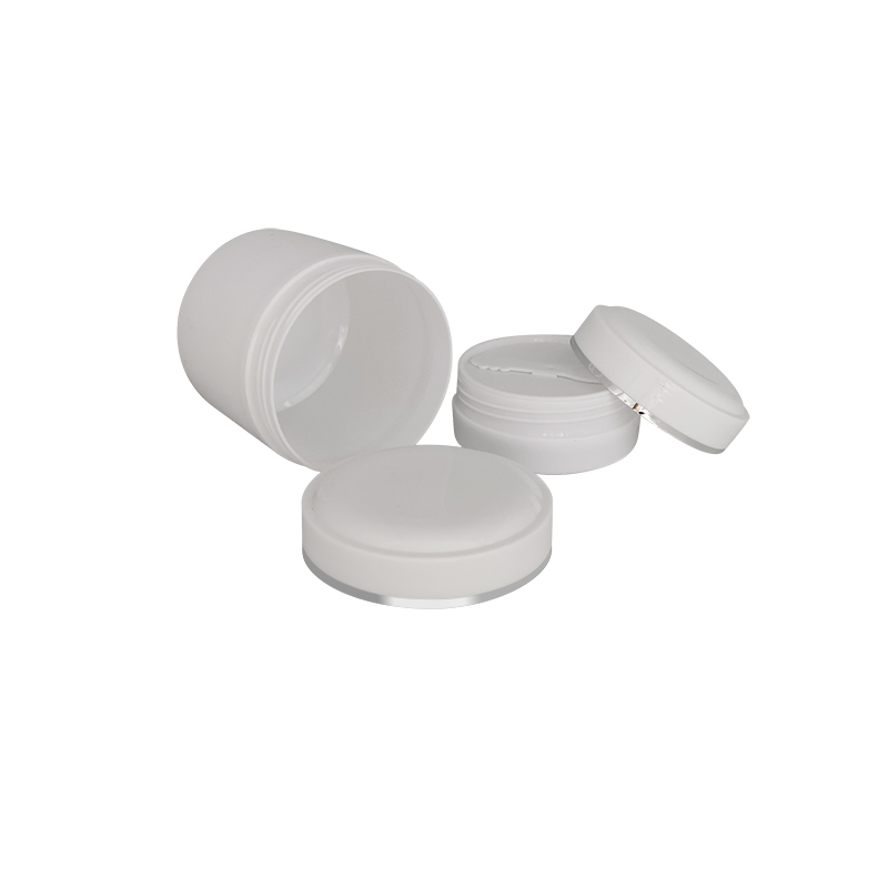 1oz 30ml 50ml 100ml 150ml Empty refillable thick white plastic cosmetic jar double wall cream jars with sliver line
