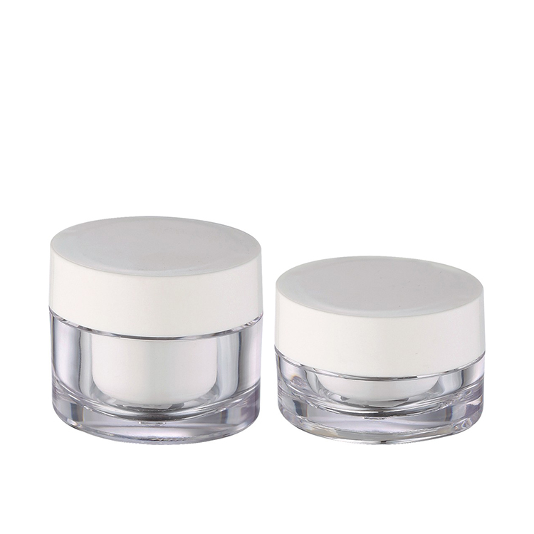 1oz 30ml 50ml 30g 50g cosmetics salves scrubs double wall round leak proof clear acrylic jars with white screw lid