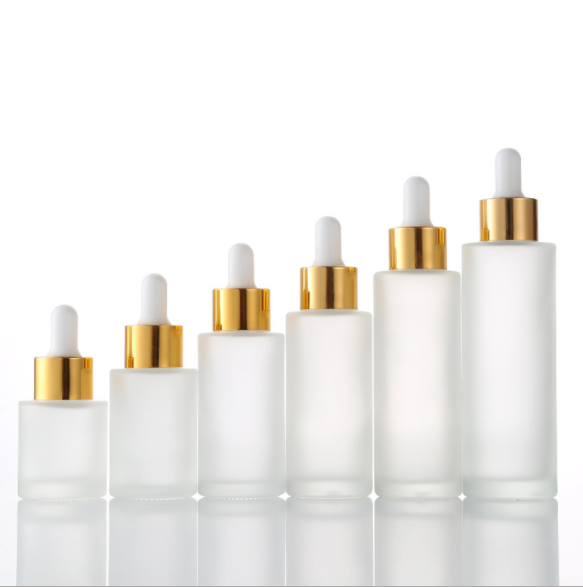 1oz 30ml 60ml 80ml 100ml clear frost dropper bottle for oil cosmetic with silver black white lid