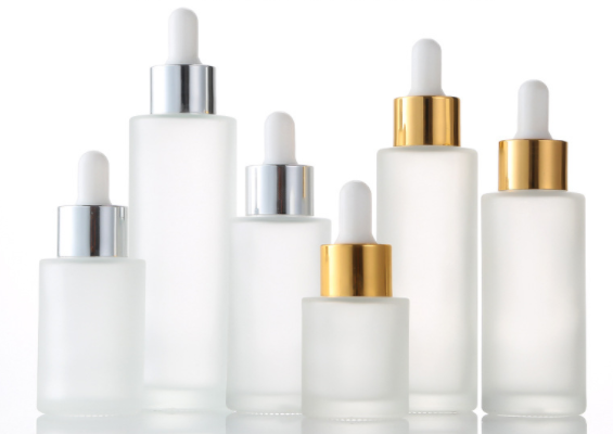 1oz 30ml 60ml 80ml 100ml clear frost dropper bottle for oil cosmetic with silver black white lid