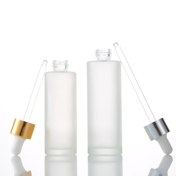 1oz 30ml 60ml 80ml 100ml clear frost dropper bottle for oil cosmetic with silver black white lid