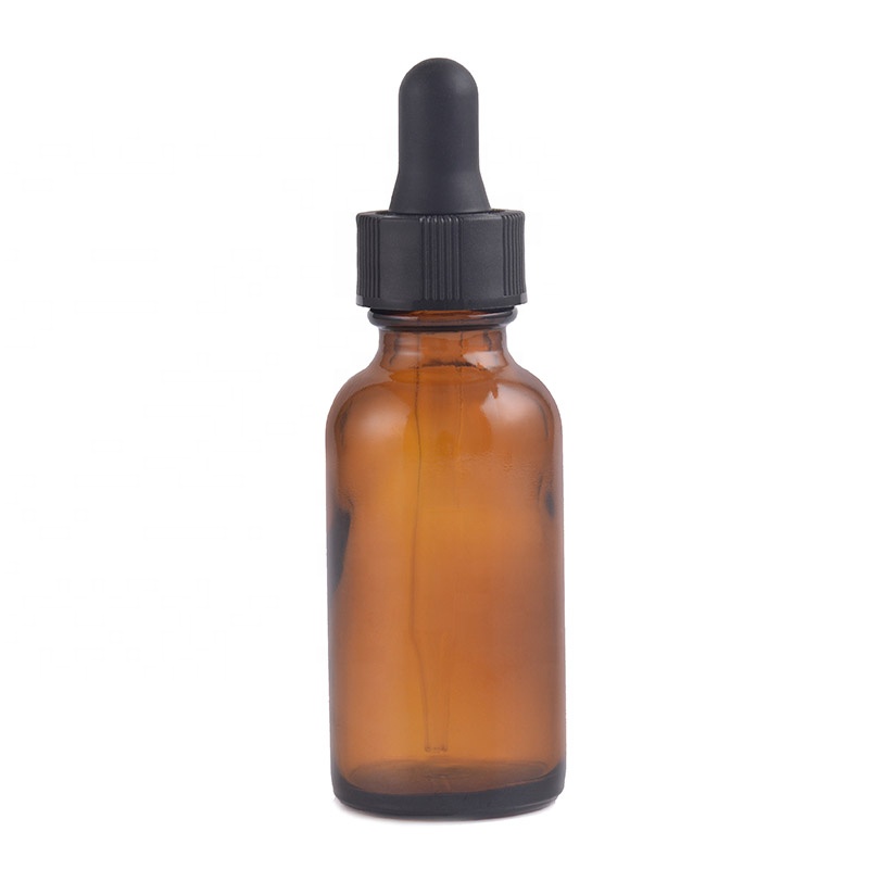 1oz 30ml Amber Boston Round Dropper Glass Bottle
