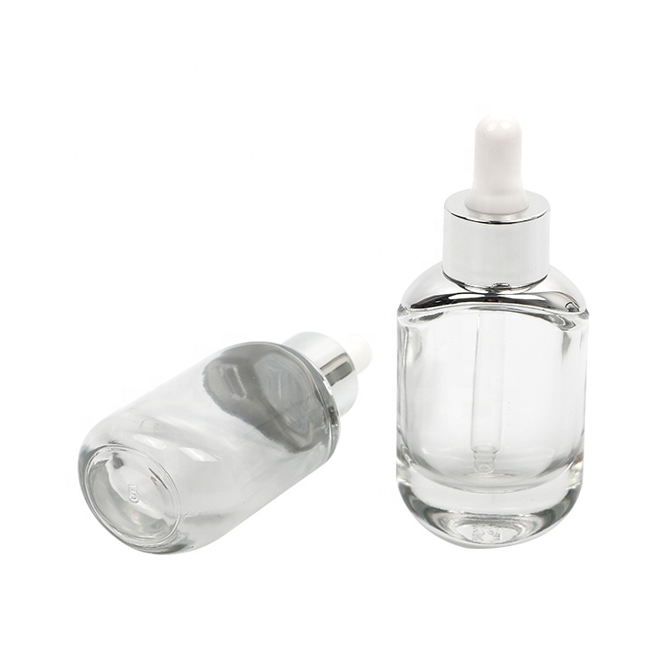 1oz 30ml Clear Boston Round Glass Bottle With Dropper