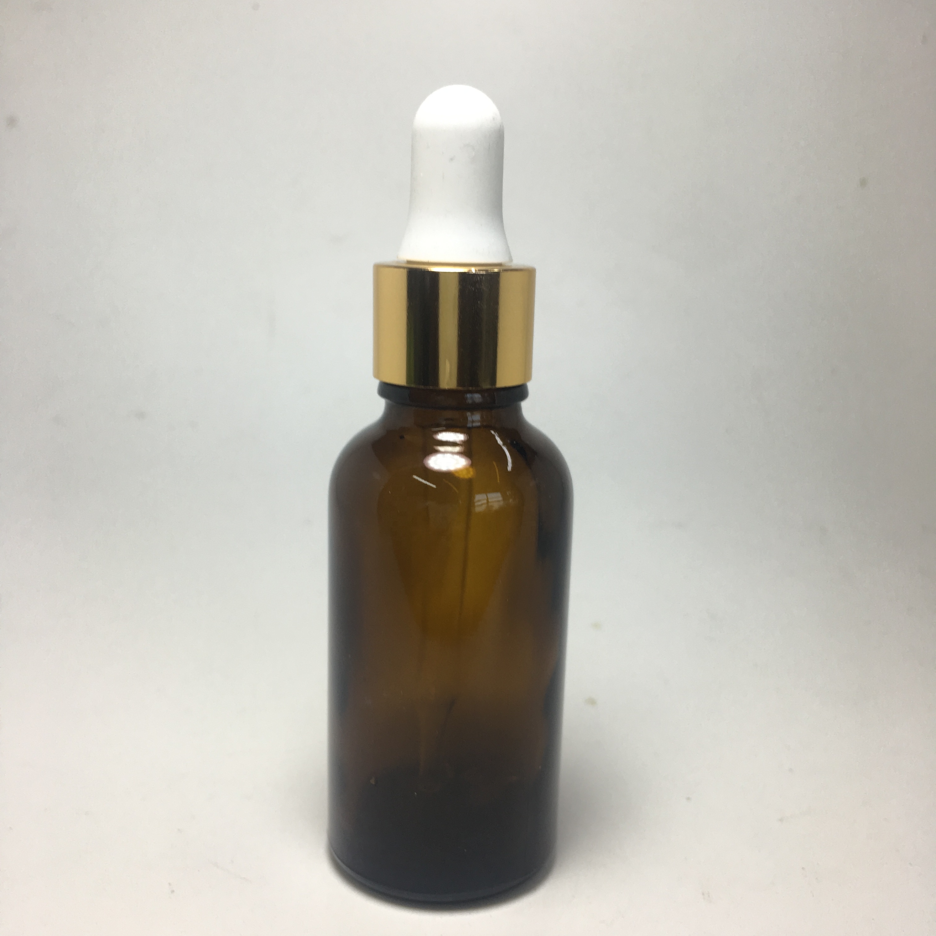 1oz. (30ml) Cobalt Blue Glass Essential Oil Bottle with Gold Aluminum Cap w/ Attached White Rubber Bulb and Glass Dropper Tube