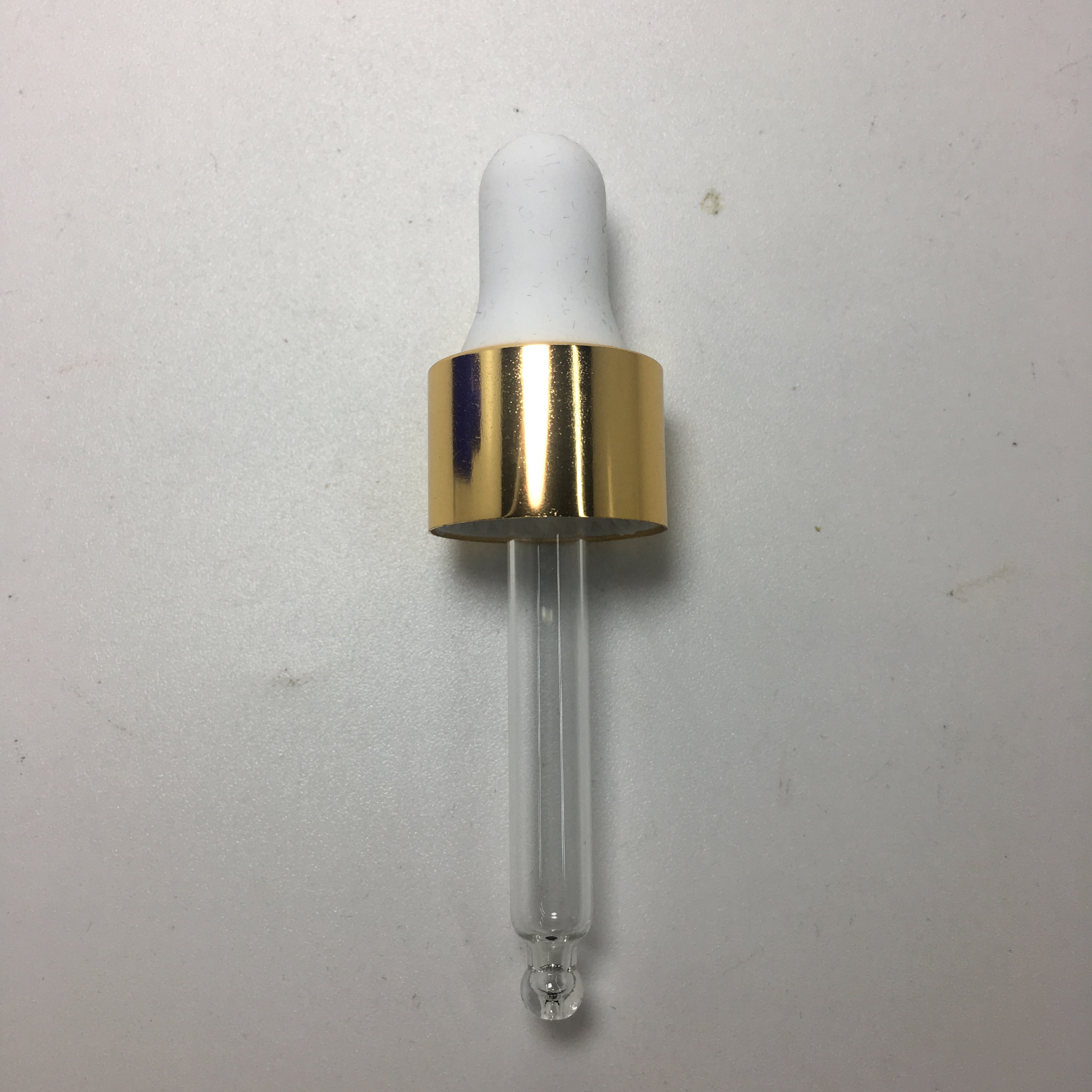 1oz. (30ml) Cobalt Blue Glass Essential Oil Bottle with Gold Aluminum Cap w/ Attached White Rubber Bulb and Glass Dropper Tube