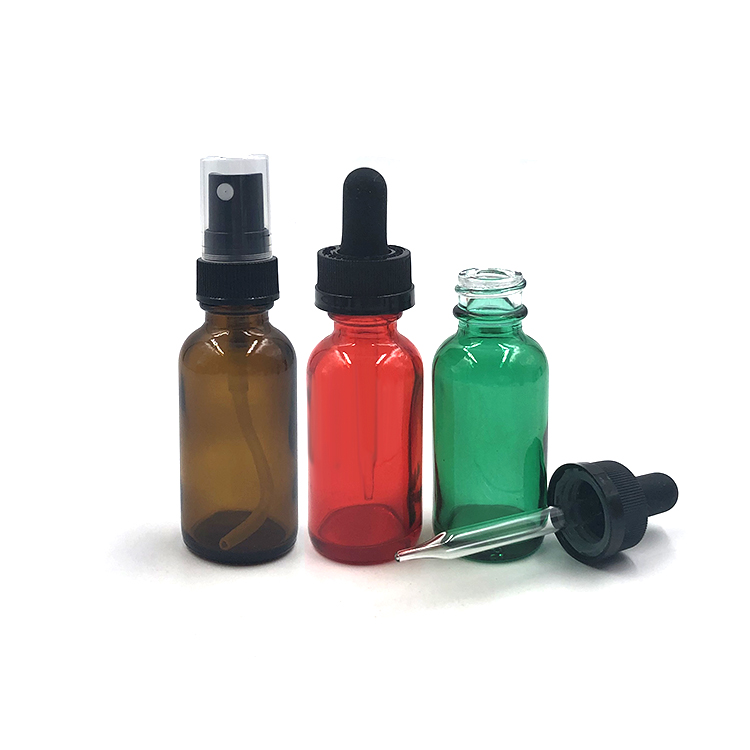 1oz 30ml Colored Frosted Coated Hand Wash Pharmaceutical Dropper Boston Round Glass Bottle