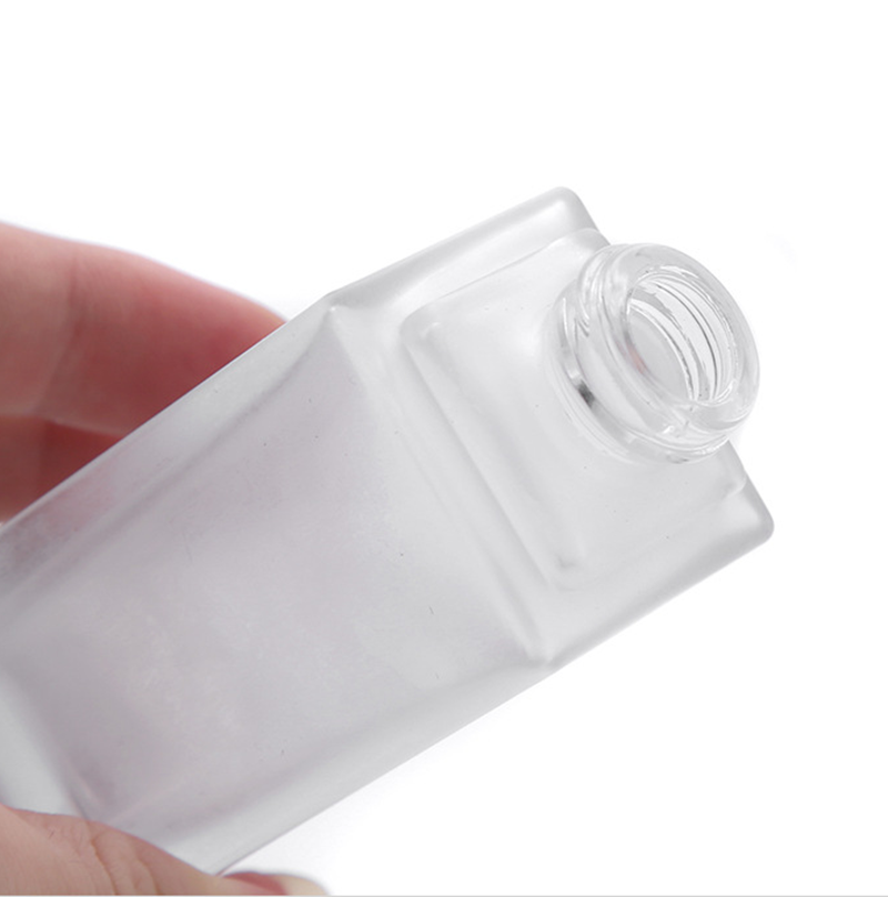 1oz 30ml In Stock! empty square frosted makeup liquid foundation pump glass bottle serum cosmetic packaging