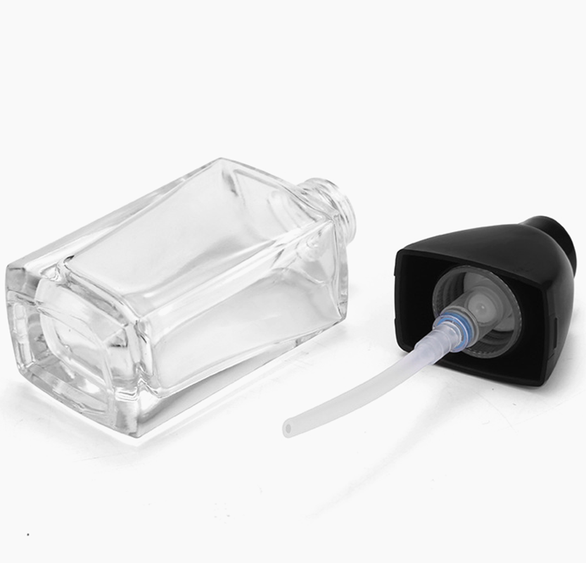 1oz 30ml In Stock! empty square frosted makeup liquid foundation pump glass bottle serum cosmetic packaging