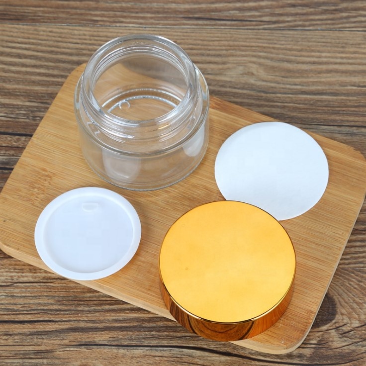 1oz 30ml Luxury Eco Friendly Empty Frosted Clear Amber Cosmetics Glass Jars and Containers for Cream Packaging