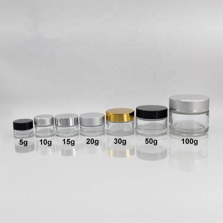 1oz 30ml Luxury Eco Friendly Empty Frosted Clear Amber Cosmetics Glass Jars and Containers for Cream Packaging