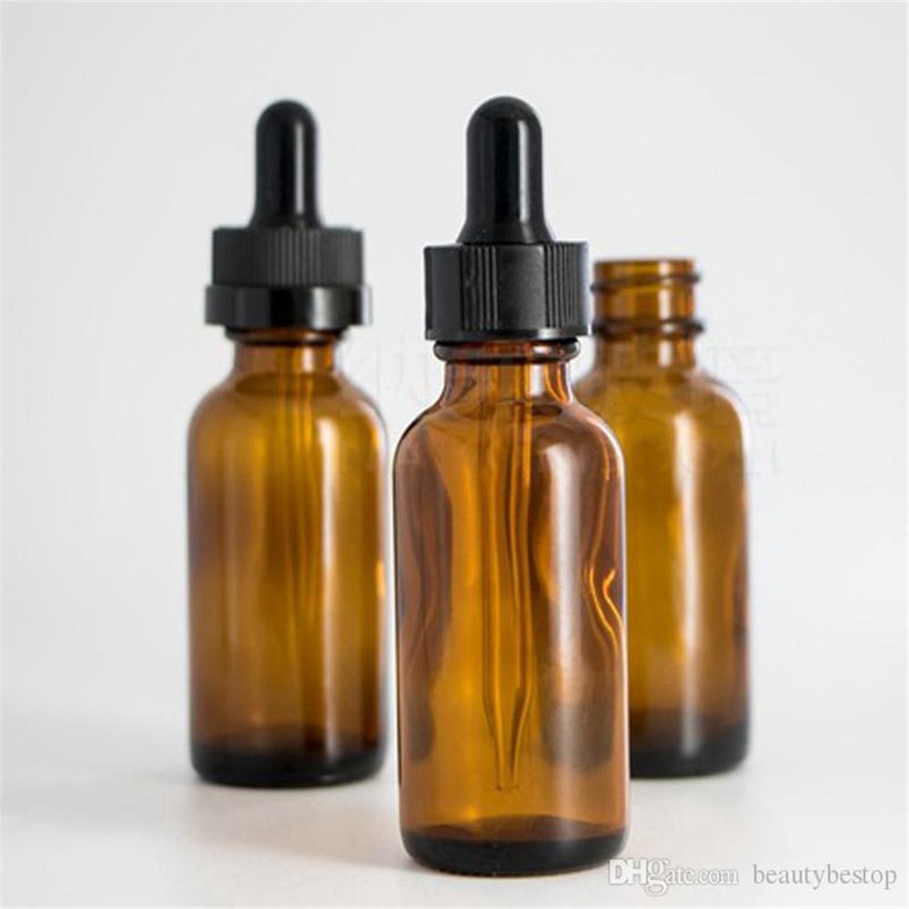 1oz 30ml Matt Black Boston Round Glass Bottle with 1ml Calibrated Glass Dropper