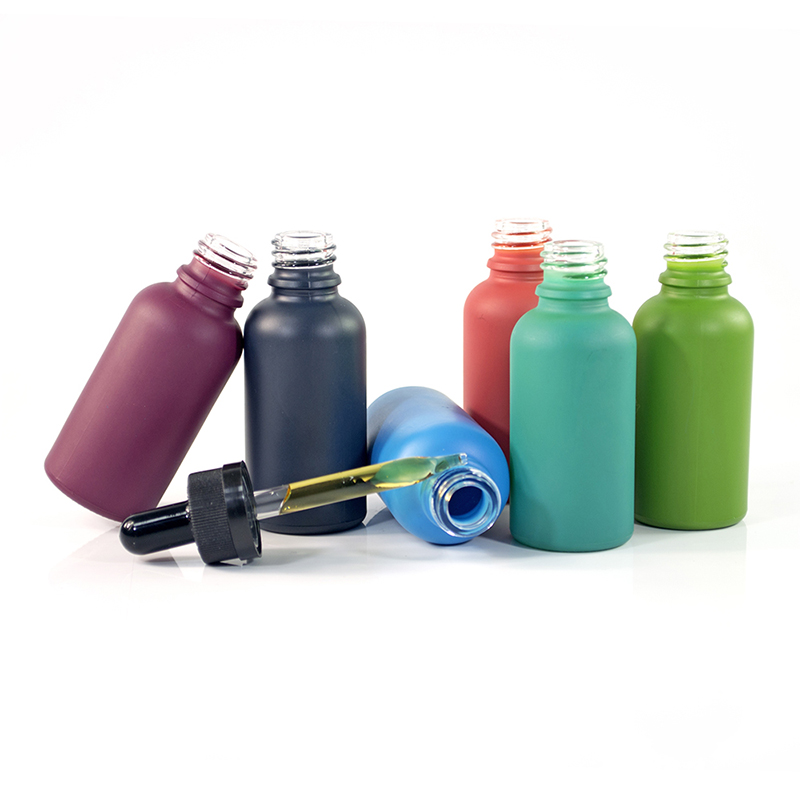 1oz 30ml Matt Black Boston Round Glass Bottle with 1ml Calibrated Glass Dropper