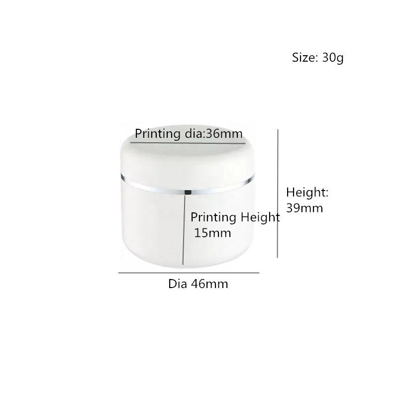 1oz 30ml PP Glossy White Cosmetic Cream Container Sample Jars