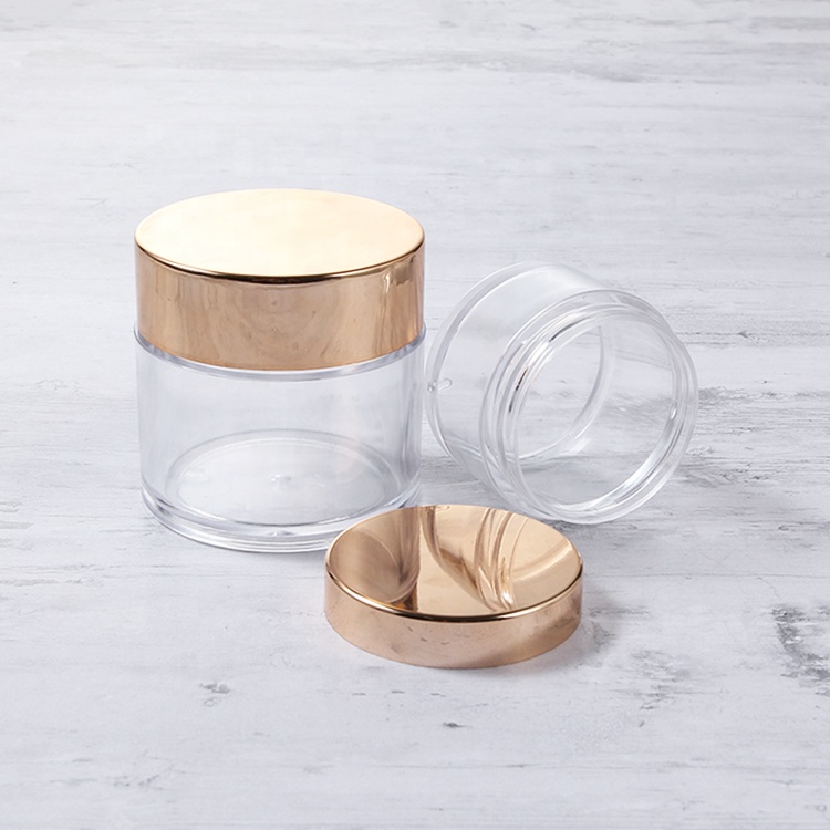 1oz 30ml PS Clear Empty Cosmetic Packaging Container Cream Jar Cosmetic Jars with Pink Yellow Rose Gold Silver Lid