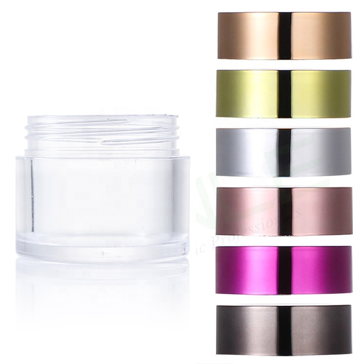 1oz 30ml PS Clear Empty Cosmetic Packaging Container Cream Jar Cosmetic Jars with Pink Yellow Rose Gold Silver Lid