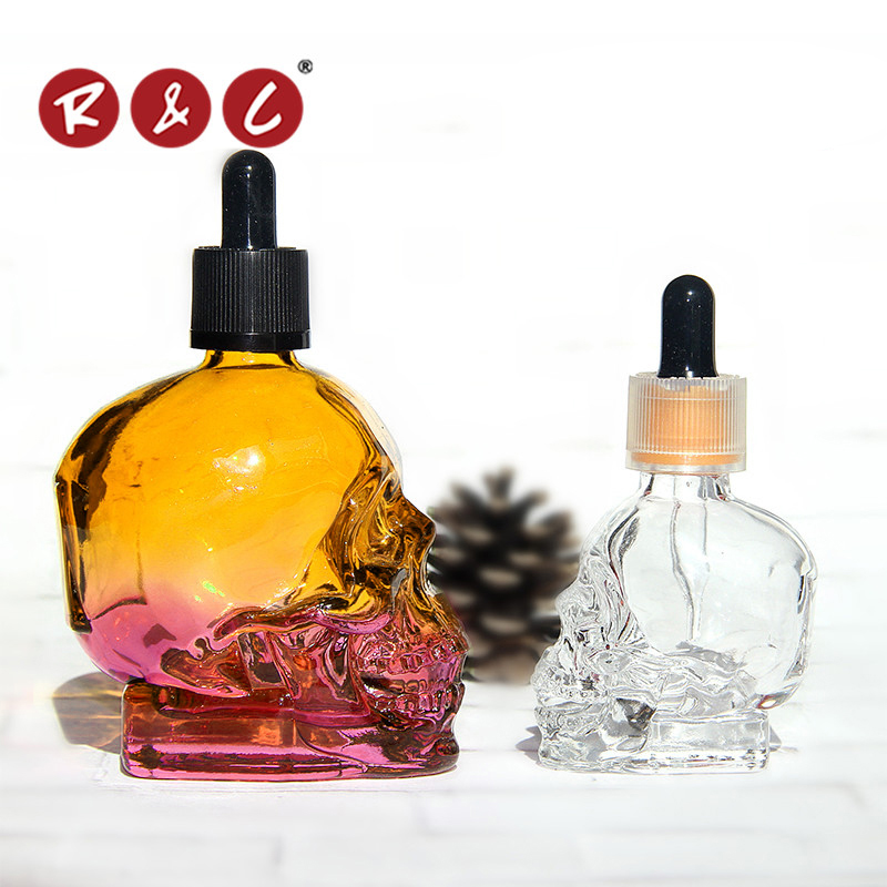 1oz 30ml black skull glass dropper bottles for eliquid bottles with glass pipette