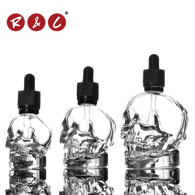 1oz 30ml black skull glass dropper bottles for eliquid bottles with glass pipette