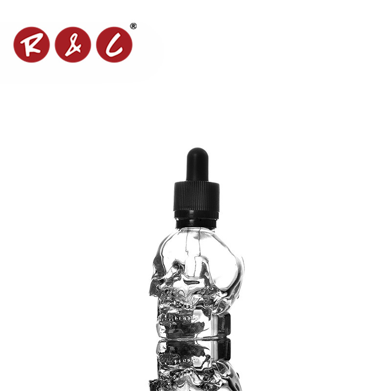 1oz 30ml black skull glass dropper bottles for eliquid bottles with glass pipette
