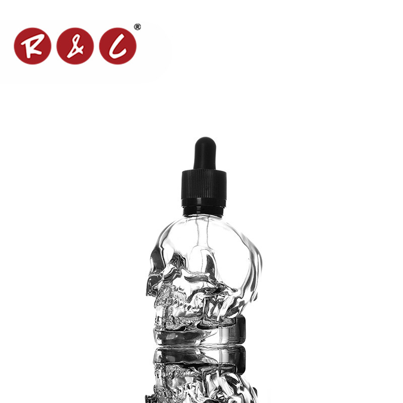 1oz 30ml black skull glass dropper bottles for eliquid bottles with glass pipette