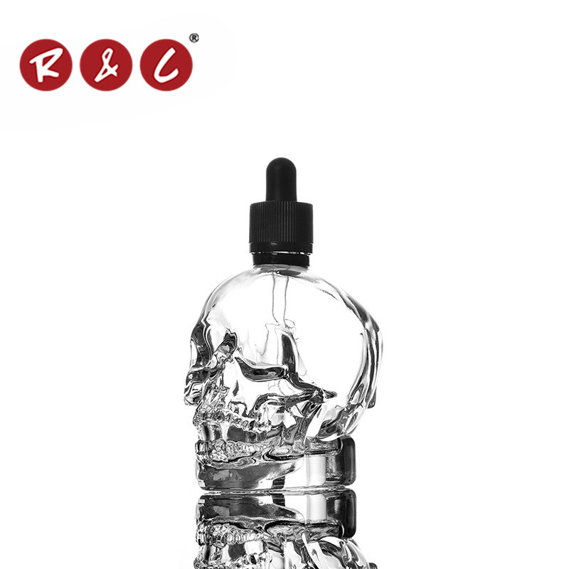 1oz 30ml black skull glass dropper bottles for eliquid bottles with glass pipette