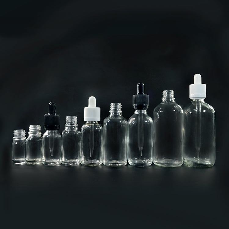 1oz 30ml clear amber blue green e liquid oil glass dropper bottle with childproof tamper evident cap