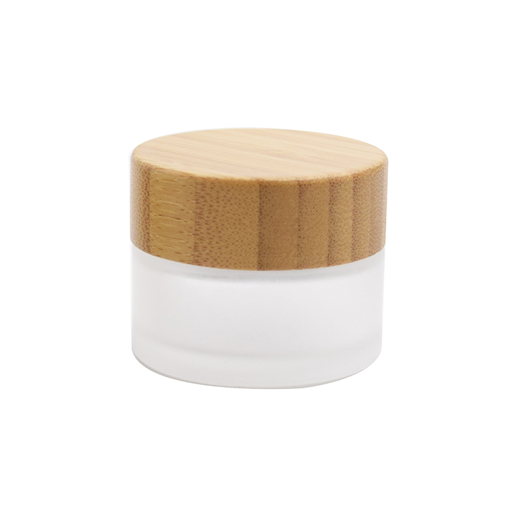 1oz 30ml clear frosted glass cosmetic cream jar bottle with natural bamboo lid 5g 10g 20g 30g 50g 100g empty cosmetic containers