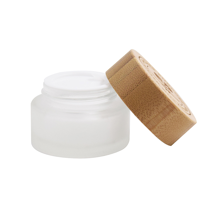 1oz 30ml clear frosted glass jars with natural bamboo lid 5g 10g 20g 30g 50g 100g empty cosmetic containers glass face cream pot