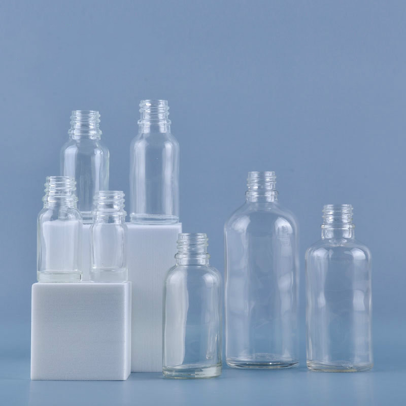 1oz 30ml clear glass dropper bottle with white childproof cap