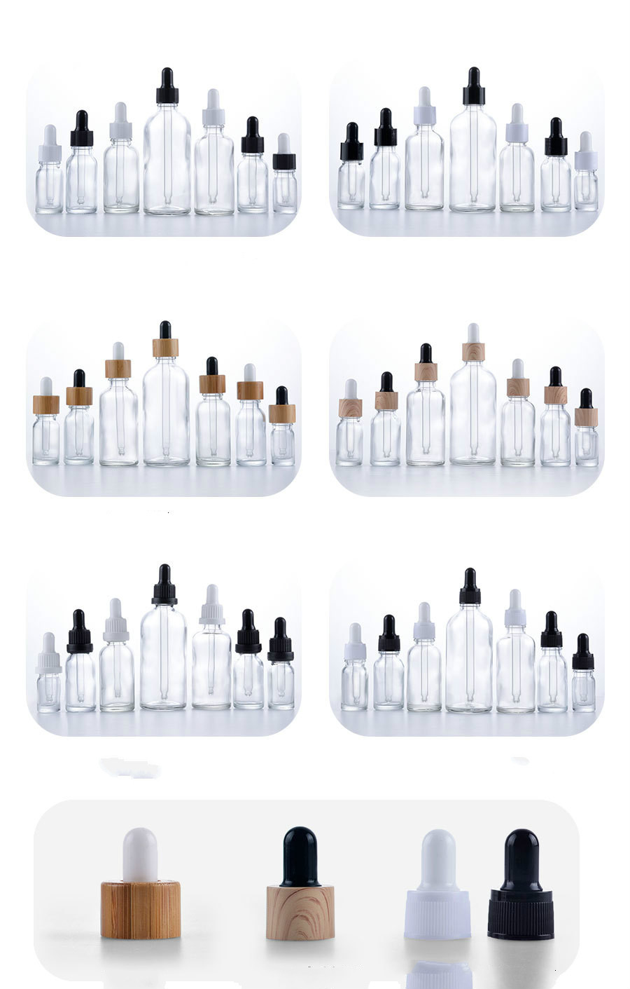 1oz 30ml clear glass dropper bottle with white childproof cap