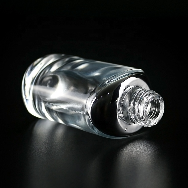 1oz 30ml clear glass push press dropper serum essence oil bottle with silver dropper