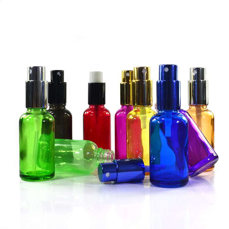 1oz 30ml colored printed glass perfume bottle with pump spray mist cap wholesales