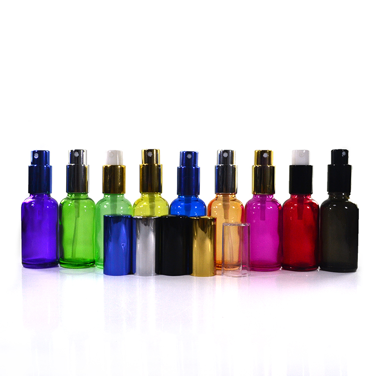 1oz 30ml colored printed glass perfume bottle with pump spray mist cap wholesales