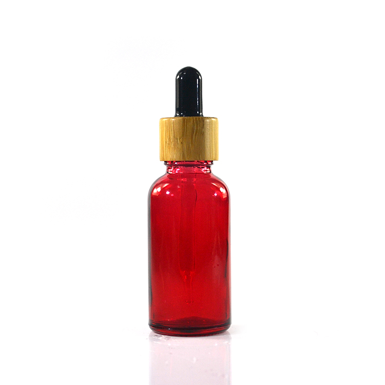 1oz 30ml colorful pink yellow blue purple black essential oil glass dropper bottle with bamboo cap