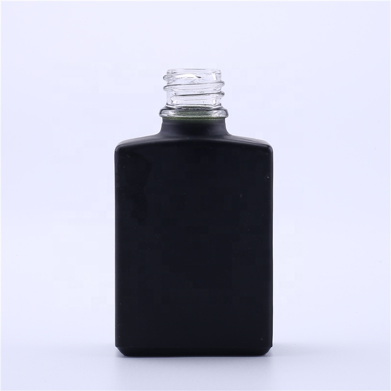 1oz 30ml essential oil roll on matte square black glass bottle with metal stainless roll balls