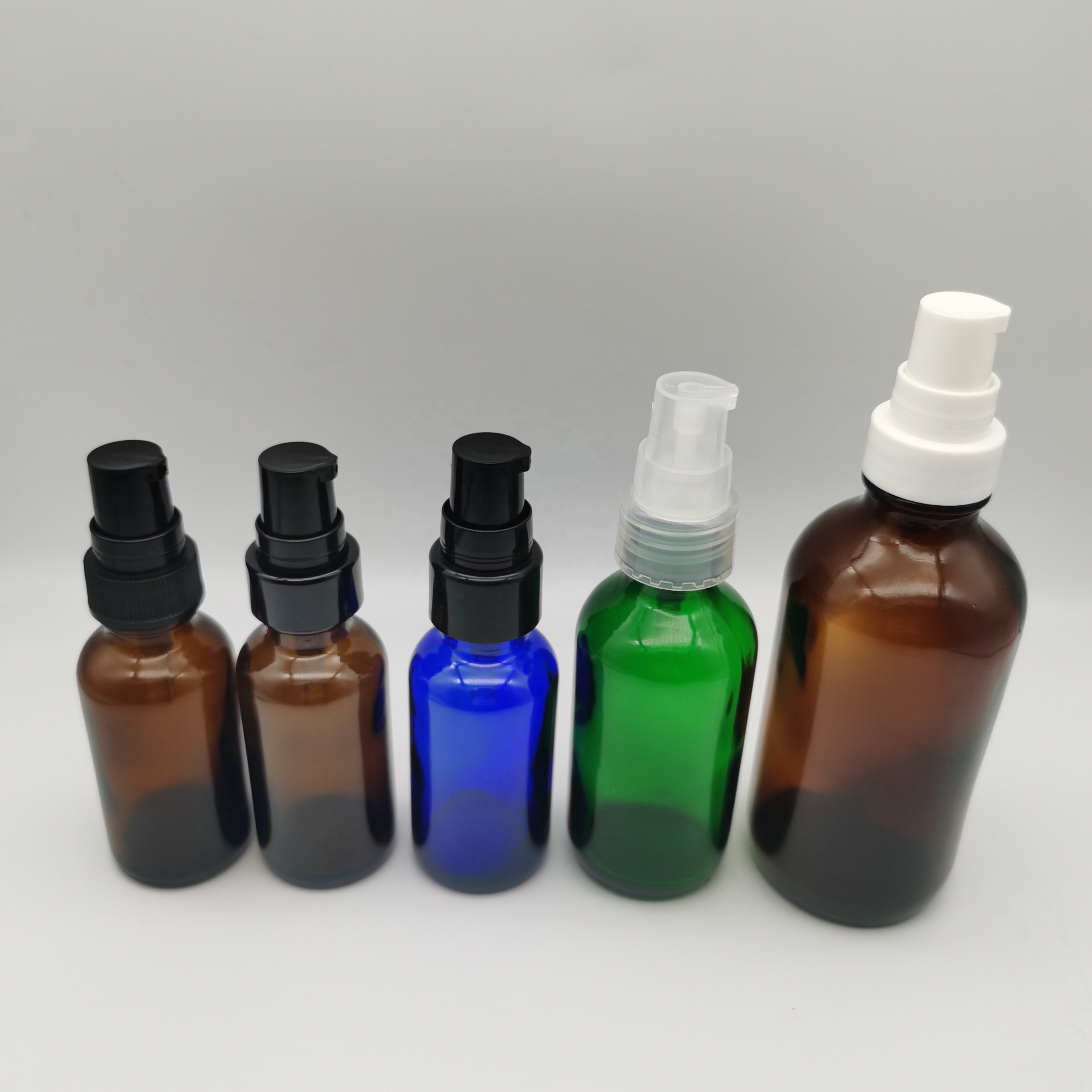 1oz 30ml face cream lotion pump boston glass bottle for cosmetic cream package