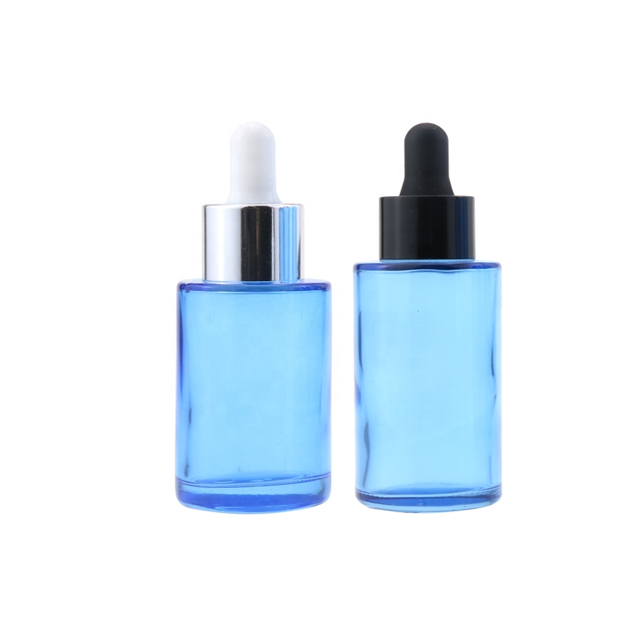 1oz 30ml flat shoulder cylinder glass dropper bottle for serum essential oil Amber clear frosted color