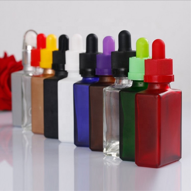 1oz 30ml flat square glass e liquid dropper essential oil bottle