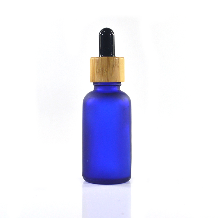 1oz 30ml frosted green blue amber clear essential oil glass dropper bottle with bamboo lid
