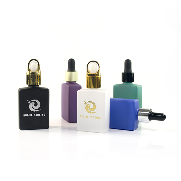 1oz 30ml matte black rectangular square essential oil glass dropper bottle