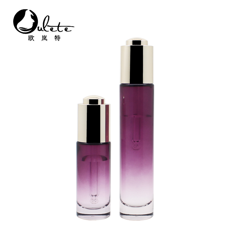 1oz 30ml serum gradient purple glass dropper bottle for essential oils