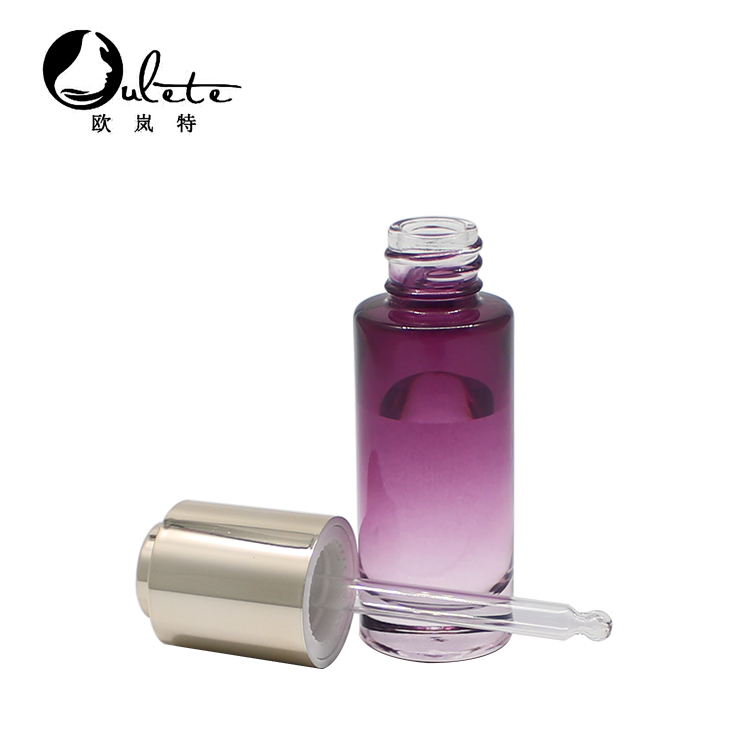 1oz 30ml serum gradient purple glass dropper bottle for essential oils