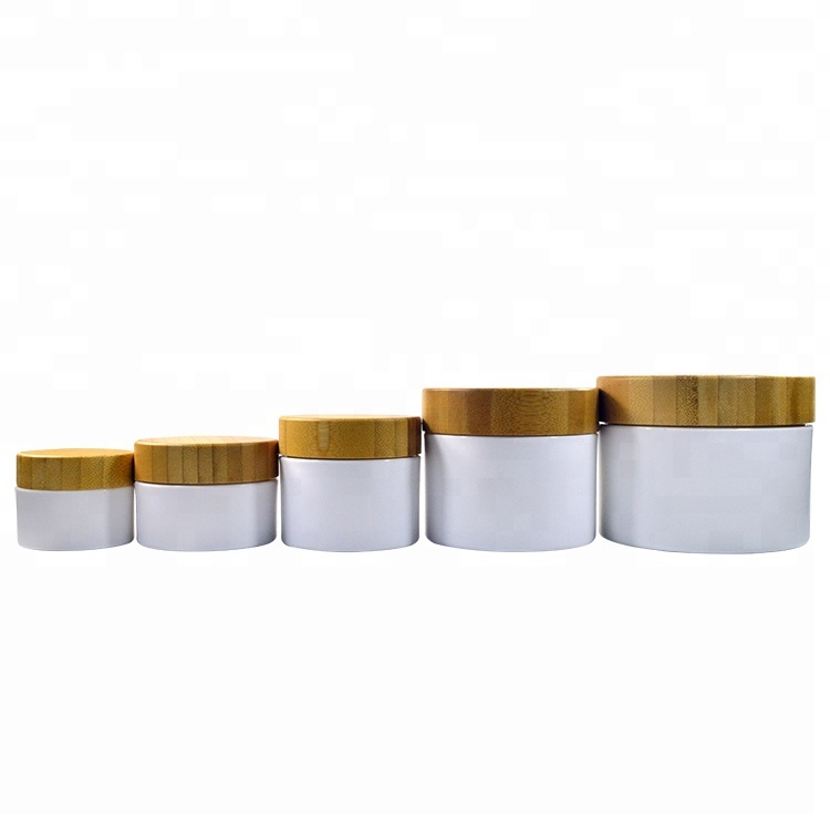 1oz 3oz 4oz 5oz 8oz 250ml luxury bamboo lid cosmetic cream jar white double wall PP plastic jar 15g 30g 50g 100g 150g 200g 250g