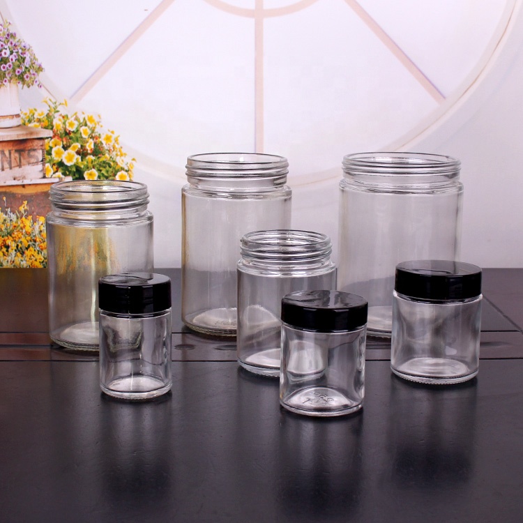 1oz 3oz 6 oz 12 oz 16oz 26oz wide mouth round Glass Jar with Lids Food Storage Jar