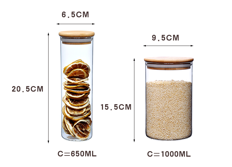 1oz 3oz 6 oz Glass Storage Jar With Bamboo Lid For Tube Shaped Glass Storage Jar For Glass Spice Jar With Wooden Lid
