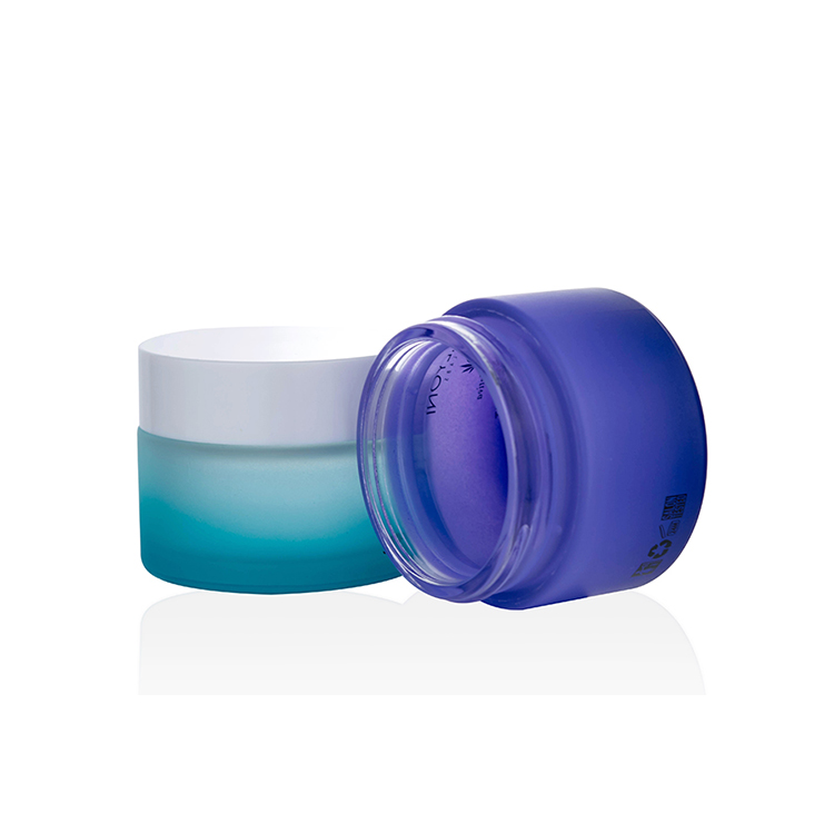 1oz 50ML Body Scrub Glass Luxury Jar 5g 10g 20g 30g 50g 100g 200g gradient matte purple glass cream jar with white lid