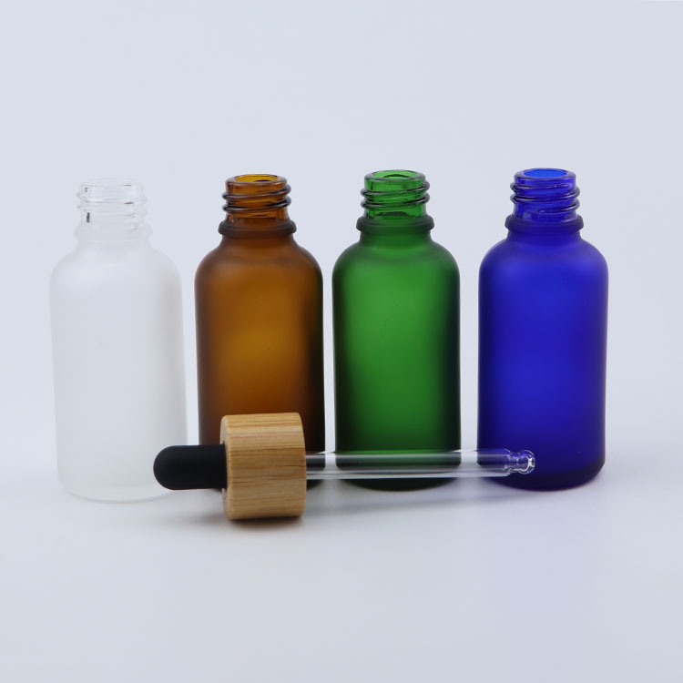 1oz 5ml 30ml 50ml 100ml Luxury Colorful Frosted Glass Serum Dropper Bottle with bamboo cap