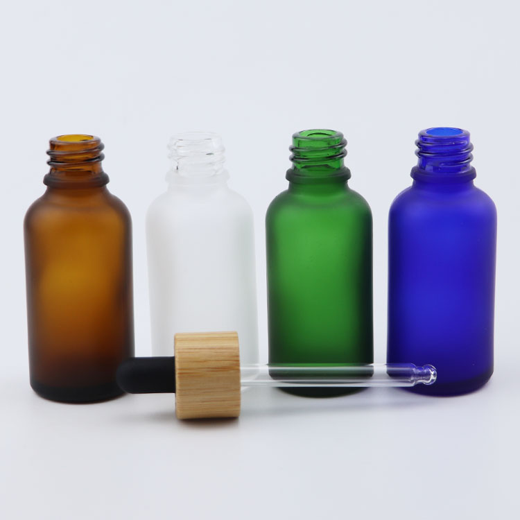 1oz 5ml 30ml 50ml 100ml Luxury Colorful Frosted Glass Serum Dropper Bottle with bamboo cap